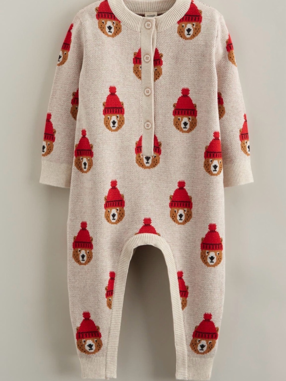 Tucker + Tate Cream Bear Jacquard Cotton Sweater